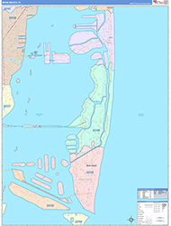 Miami Beach Wall Map Color Cast Style 2026